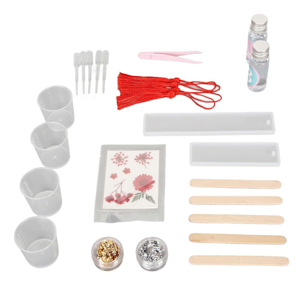 Bokmärkesformar i Resin Set DIY Högtransparent Förtjockad Luktfri Resin Silikonform Set för Bokmärkestillverkning Röd