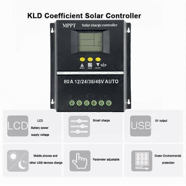 80A MPPT/PWM Solar Charge Controller 12V/24V/36V/48V Auto Controller Værktøj Solar PV Batterioplader