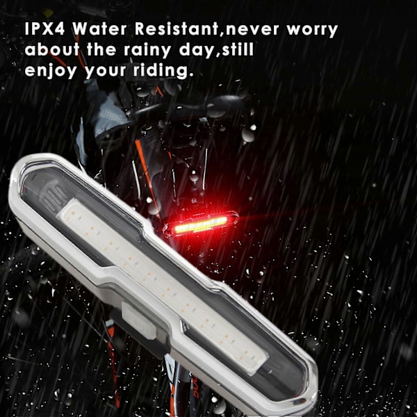 3X Cykel Baglygte Ultralys Cykellygte USB Genopladelig LED Cykel Baglygte 5 Lystilstande Hea