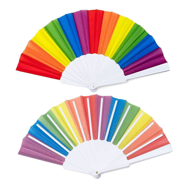 Regnbågsfläktar, 12-pack fläktar, Regnbåge LGBTQ Portabla Vikfläktar, Vikbara Handfläktar Partydekoration
