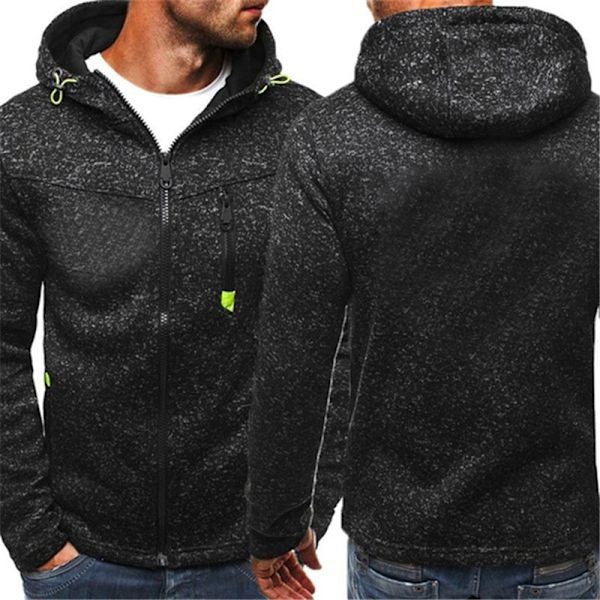 Syksyn ja talven miesten takki neule lumikello hupullinen vapaa-ajan takki vetoketju miesten vaatteet takki Black 4XL