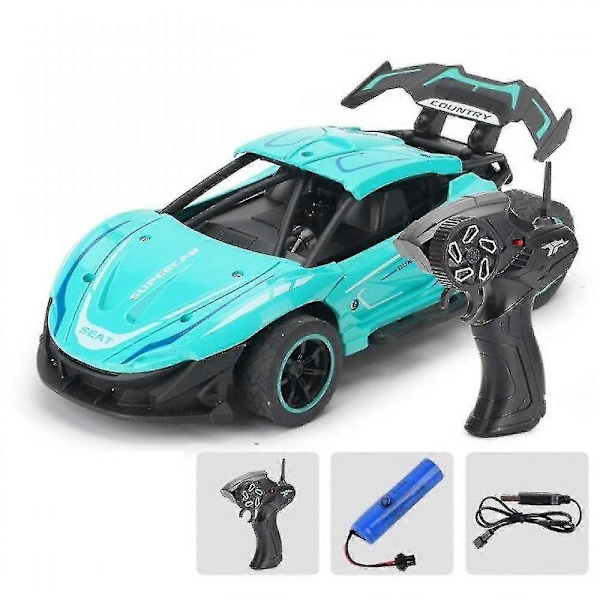 2.4g Rc Metal Drift Racing Bil Leksak Terräng Radio Fjärrkontroll Fordon, blå