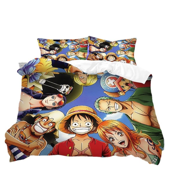 Anime One Piece 3D-tryckt Sängklädesset Påslakan Örngott Barnpresent Färg 5 UK DOUBLE 200x200cm