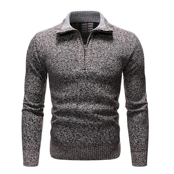 Klær For Menn Vinter Casual Gensere Menn Høst Halvhøy Krage Glidelåser Varm Fleece Pullovere Herre Tykk Varm Strikket Genser Khaki M