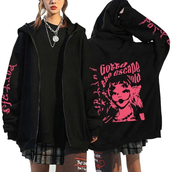 Melanie Martinez Portals Hoodies Tecknade Dragkedja Tröjor Hip Hop Streetwear Jackor Män Kvinnor Oversized Y2K Kläder Black9 S
