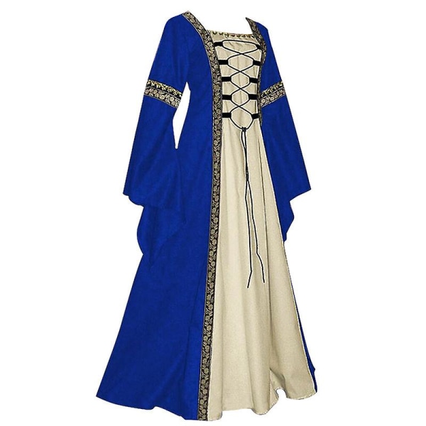 Halloween Dam Europeisk Medeltida Hov Fancy Vampyr Cosplay Kostym Karneval Vintage Axelbandslös Långärmad Drottning Elegant Klänning 12A Black 5XL