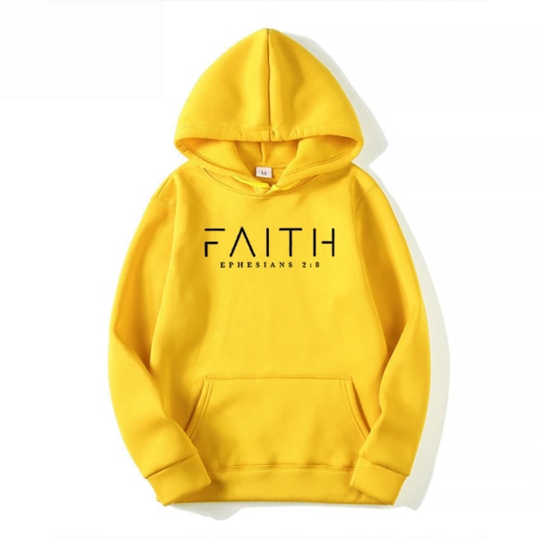 Faith Hoodie Efesierbrevet Bibelvers Huvtröja Kristen Klädsel Kristen Dam Pullover Unisex Trendig Hoodie Yellow S