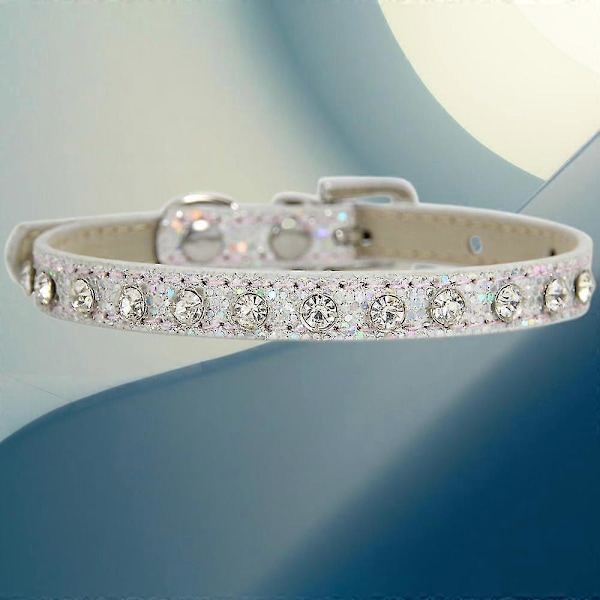 Pet Bling Tilbehør Kat og Hund Rhinestone Halsbånd PU Læder Justerbar Reflekterende Halsbånd (s)