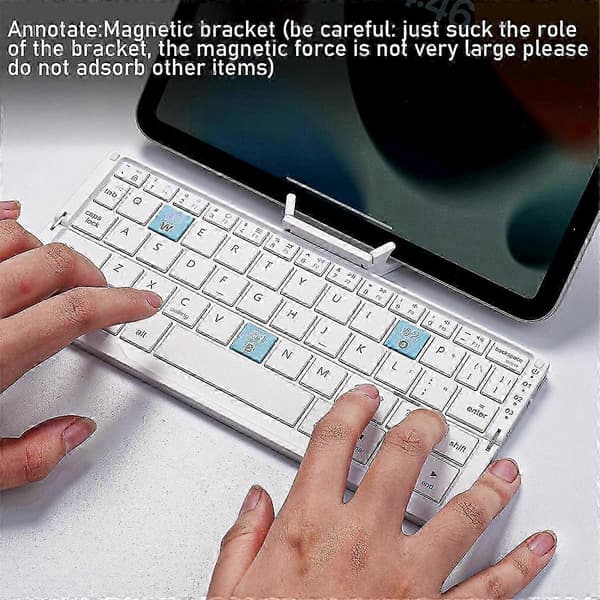 Mini Foldbart Bluetooth Tastatur Med Telefonholder, Aluminium Legering Foldbart Bluetooth Tastatur Til Tablet, Til Telefon-b