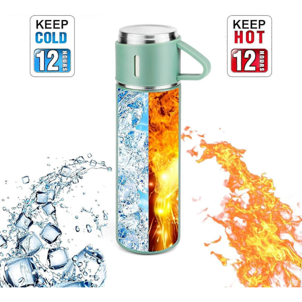 Rostfri Termos 500ml/16.9Oz Vakuumisolerad Flaska Med Kopp För Kaffe Varm Dryck Och Kall