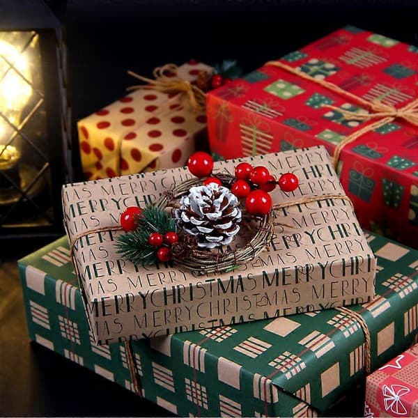 Julklappspapper Grön Engelsk Röd DIY Väska Bokpapper