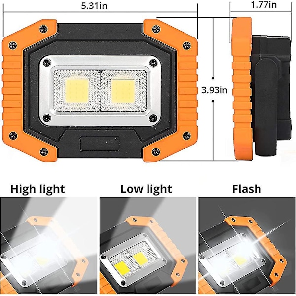 LED Arbejdslampe Genopladelig. Super Lys COB Floodlight Bærbar Gave
