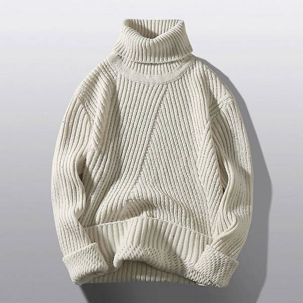 Höst Vinter Herr Polotröjor Pullovrar Enfärgad Långärmad Slim Fit Ungdom Stickad Casual Pullover Tröja Herr