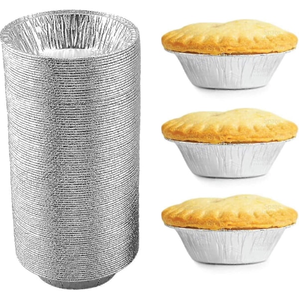 Engangsbageforme i aluminiumsfolie 5 tommer - 120 stk. Mini tærteforme til bagning, opbevaring og genopvarmning