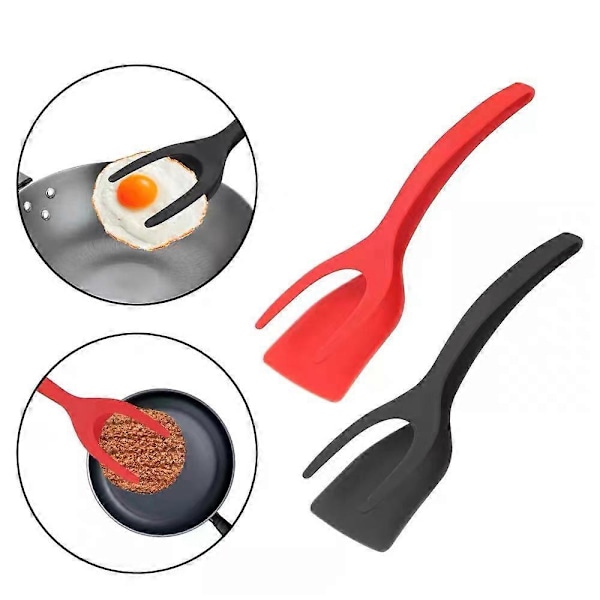 Röd 2-delad Non-Stick Spatel, 2 i 1 Kökstång och Spatel med Non-Stick Beläggning, 2 i 1 Äggstek Spatel Non-Stick Roterande Grillad San
