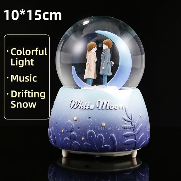 Crystal Ball Music Box Snow kelluvat valot Sininen Purppura Klassinen Drifting Snow Hehku Kristallipallo Jouluinen Ystävänpäivä Lahja C Drifting Snow