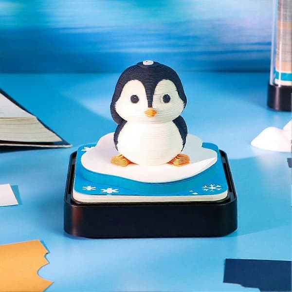 Panoramisk Pingvin Papirskulptur Kalender 3D Notesblok