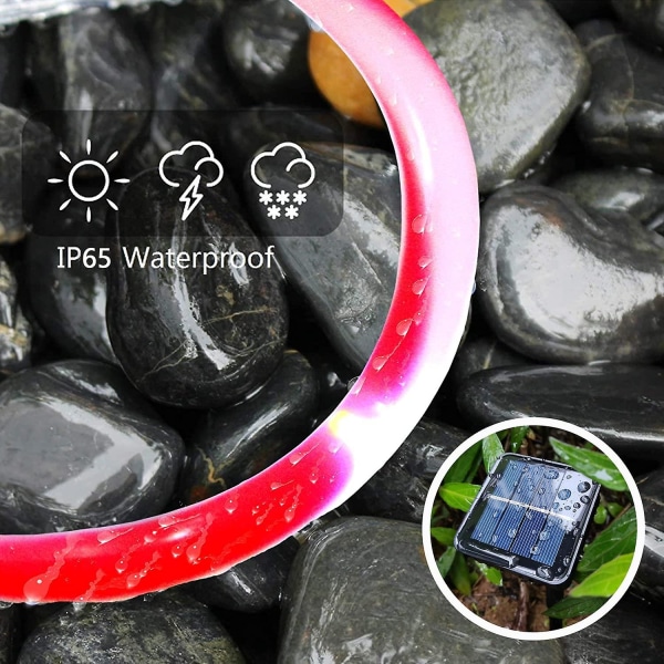 Solar utendørs taulys 10 m 100 LED godterifarget vanntett blinkende lys for bryllup, terrasse, hage, jul, Halloween, fest, ferie, trampoline dekorasjon