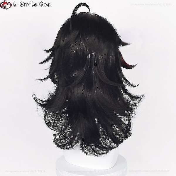 Rask Levering Vtuber Luxiem Vox Akuma Cosplay Parykk Lang 50cm Svarte Striper Varmebestandig Syntetisk Halloween Fest Anime Parykker + Parykkhette Høy Kvalitet