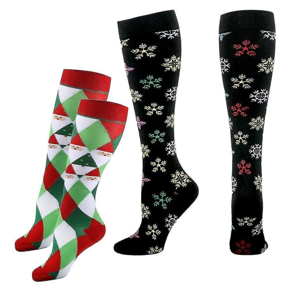 Nyhetssokker for kvinner - Knestrømper med julemotiv - Morsomme høytidssokker Style 6