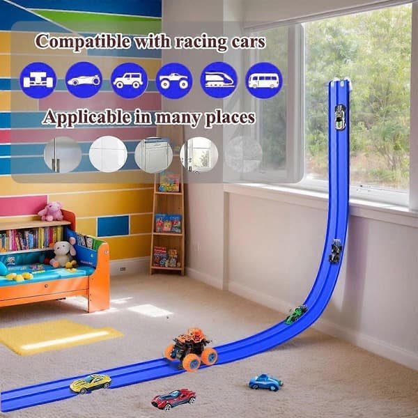 5 meter flexibel bilbana för barn, inomhus- och utomhuslek Blue 5m