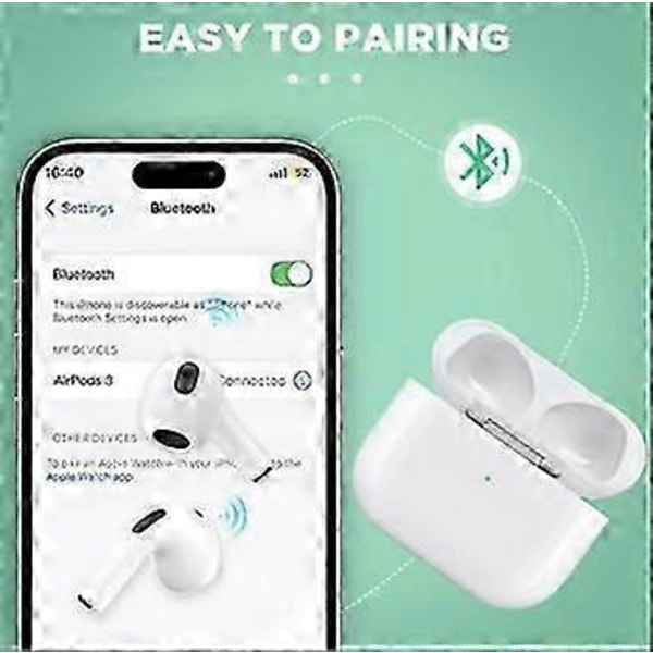 Enkelt udskiftningshøjre øreprop til AirPods 3. generation, kun kompatibel med AirPods 3. generation model A2565, venstre øreside trådløs øreprop, leveres med Magne
