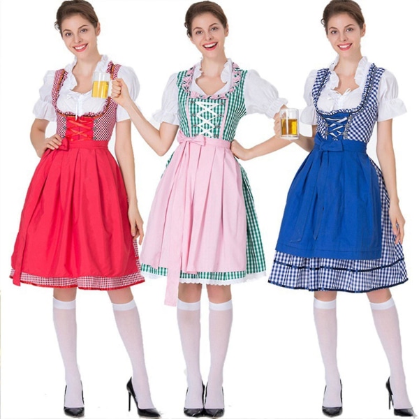 Nopea toimitus naisten saksalaiset Dirndl-puvut Baijerin Oktoberfest Halloween-karnevaaliin Green L
