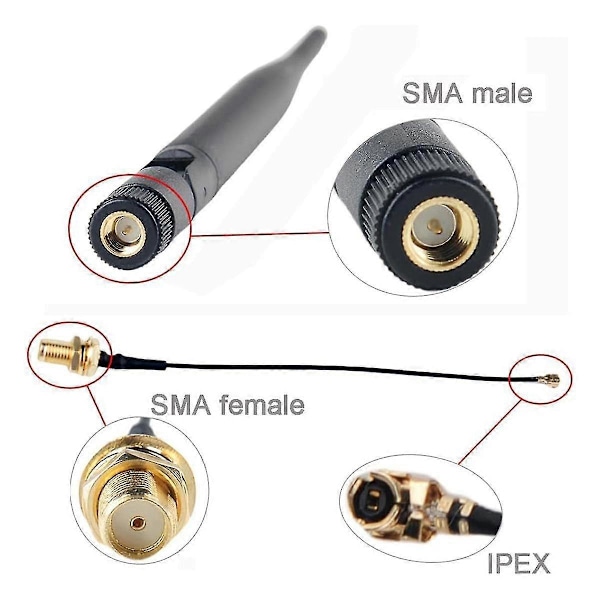 915MHz LoRa Antenne 5dBi SMA Han 195mm + IPEX til SMA Hun Kabel til Meshtastic ESP32 LoRa 32 V3