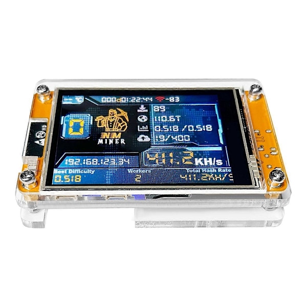 NMMiner NerdMiner V2 411KH/S Hashrate ESP32 2.8 Tommers Smart Display BTC Solo Lotteri Miner Bitcoin Krypto Lotteri Miner