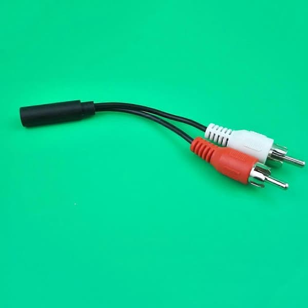 3,5 mm hun til 2 RCA han adapterkabel lydsplitter til højttalere