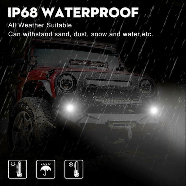 4X LED Arbetsbelysning Runda Gula Spot Combo Ljus Gult Dimljus för Off Road SUV