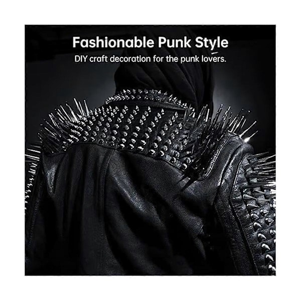 Set med 40 Kläd-dubbar, Olika Storlekar Avsmalnande Spetsar med Punk Nitar, DIY Silver M