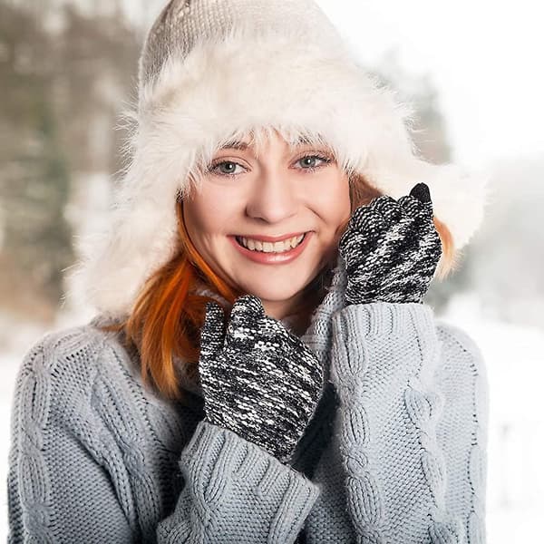 4 Par Dame Vinter Touchscreen Handsker Varme Teksthandsker Chenille Strikhandsker