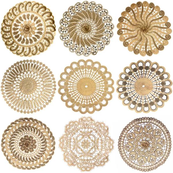 Ny Broderad Bordsduk Bordstablett Jul Rund Bordstablett Koppunderlägg Kaffemugg Bröllop Te Coaster Servett Duk Kök EP06 Random delivery 26-28cm