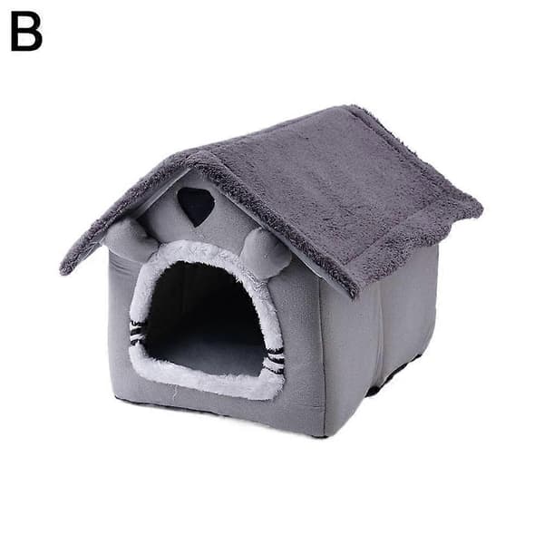 Cave Cat Bed Cute Bear Shaped Cat Beds for Indoor Cats with Removable Cushion grå
