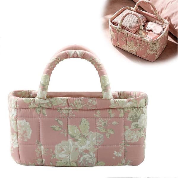 Vatteret Blomster Opbevaringskurv - Polyester Skrivebordsorganizer til Kosmetik og Tilbehør 345