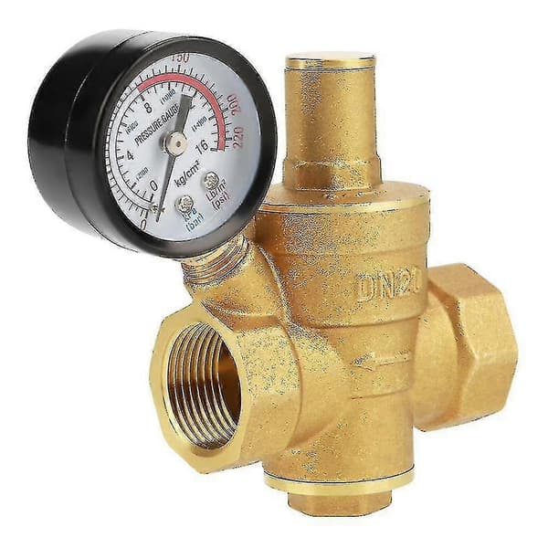 Dn25 Justerbar Vandtryksreducerende Regulator, Messing Vandtryksreducerende Ventil + Manometer Vandtryksmåler KVG