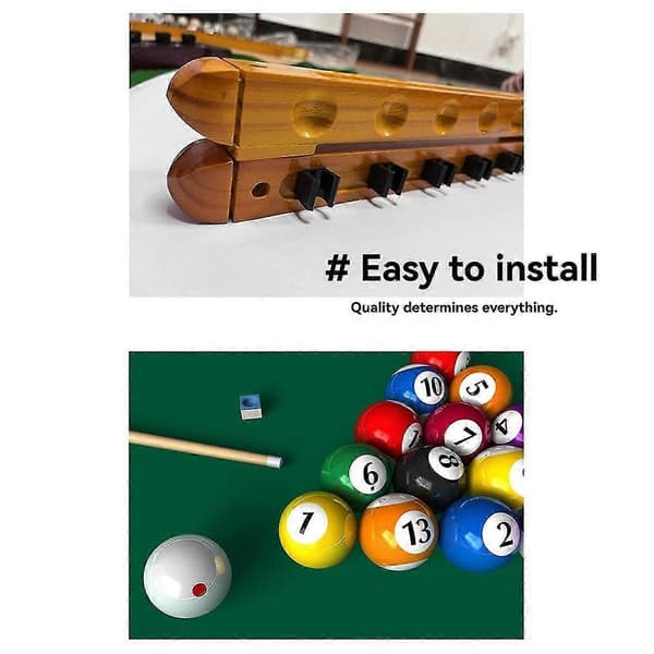 Træ Snooker Køholder Vægmonteret 6-Slots Pool Køholder Stativ Billard Tilbehør Sort