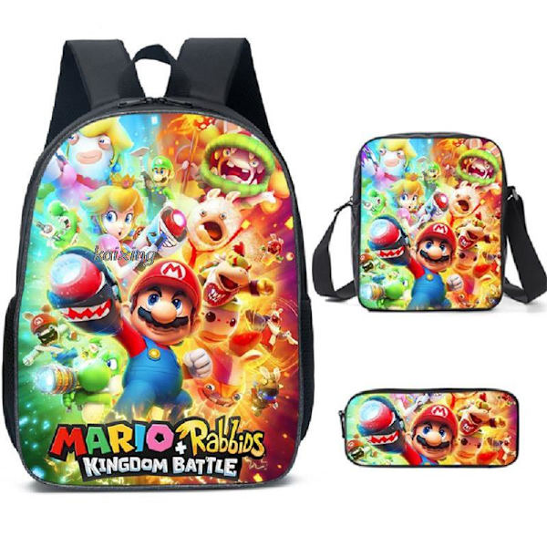 Super Mario Prinsesse 3-delt skolesekk for barn Blue 14inch