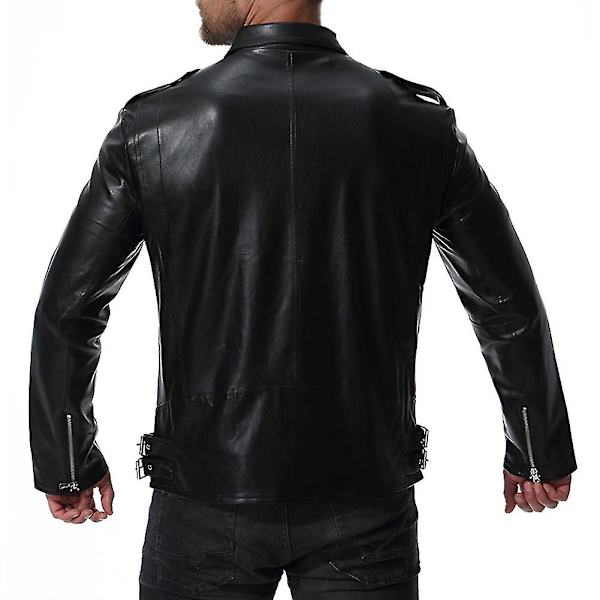 Herr Läderrock Tjock Mode Höst & Vinter Läderjacka 2XL