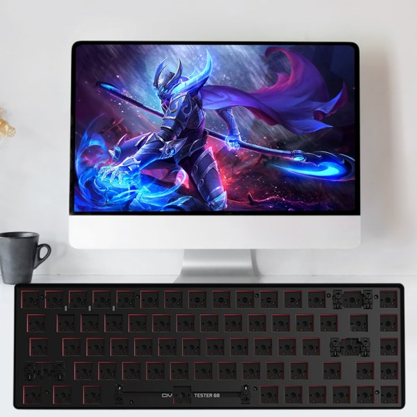 TESTER68 Trådløst Bluetooth Tastatur Hot Swap Mekanisk Tastatur Kit Gamere 2.4G DIY Til 3/5 Pin Switch Aksel Base 68 Taster Gold