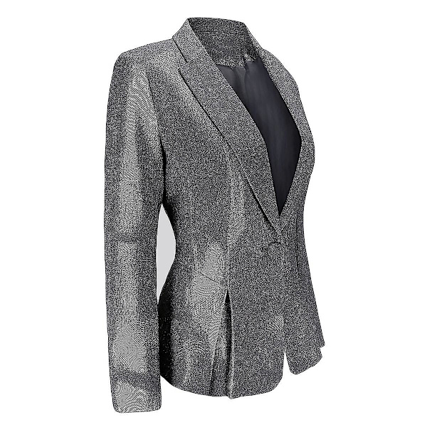 Dame Formell Kontordame Tunika Jakkeslag Ensfarget Slim Todelt Dress Plissert Blazer og Bukser Gray 3XL
