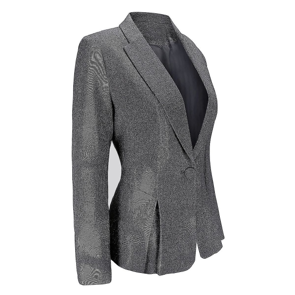 Dame Formell Kontordame Tunika Jakkeslag Ensfarget Slim Todelt Dress Plissert Blazer og Bukser Gray L