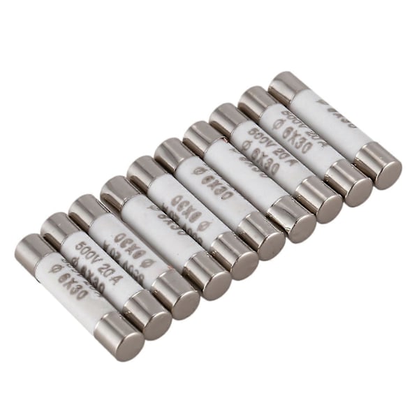 10 Stk. 6mmx30mm 20a Hurtig-sikring Keramisk Sikringslink 500v