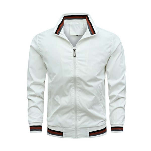 Bomberjakke uten hette for menn, uformell, løs, med glidelås, sportsklær White XL(65-75kg)