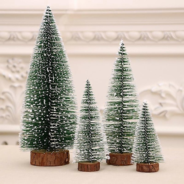 10 st 10 cm mini snöfrost träd mini julgran plast vinter snödekorationer hem skrivbord juldekorationer