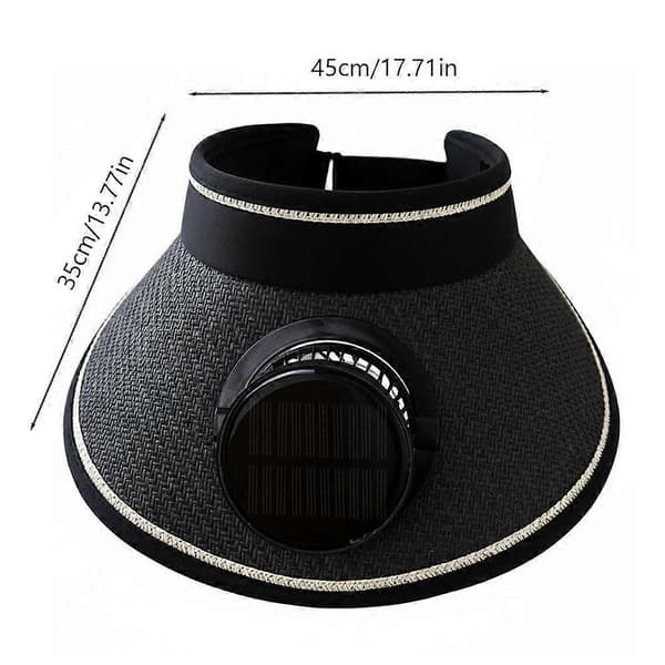 Solarventilator Visir Åbent Topdesign Justerbart Hovedbånd med Tre Hastigheder Black