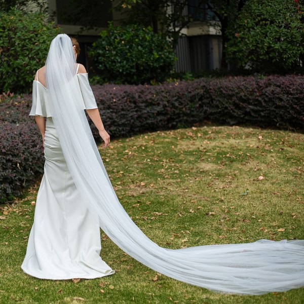 Elegant bröllopstillbehör 3m 2 nivåer bröllopsklänning vit elfenben enkel brudslöja bröllopsklänning Ivory one layer 300cm