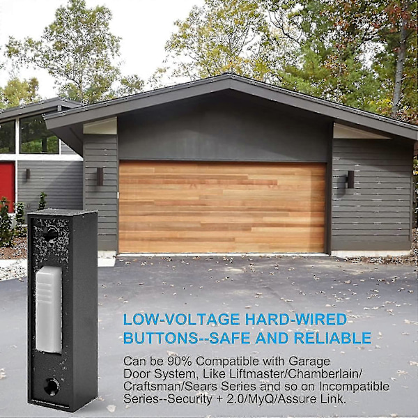 2 st Universal Garageportöppnare Strömbrytare 41a4166 Belyst Väggmonterad Tryckknapp Svart Finish Med