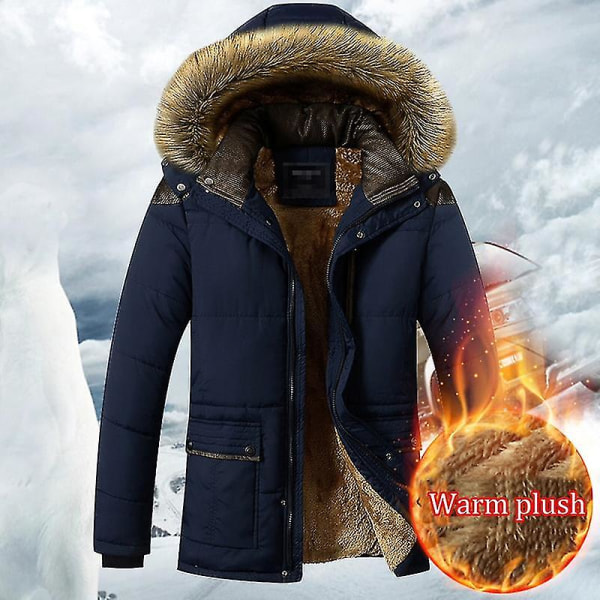Vinterförtjockad Varm Parkas Herr Fleece Hooded Herr Vinterjacka Kappa Arbetskläder Jacka Sammetskappa 9805Black M